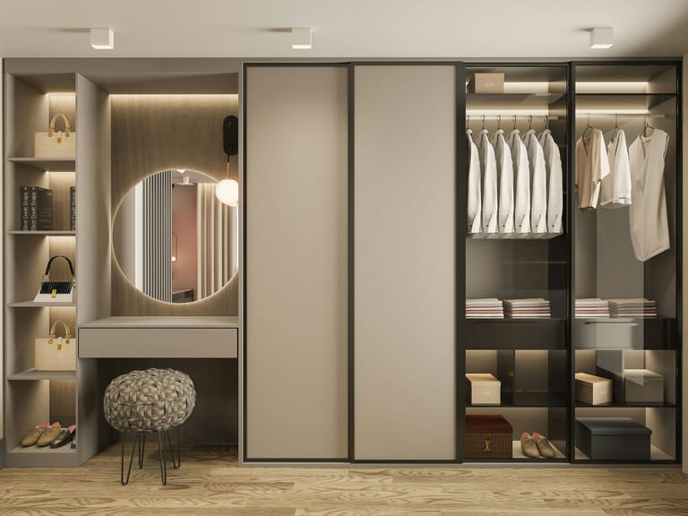 Dressing fermé portes battantes pour suite parentale par SCARS.