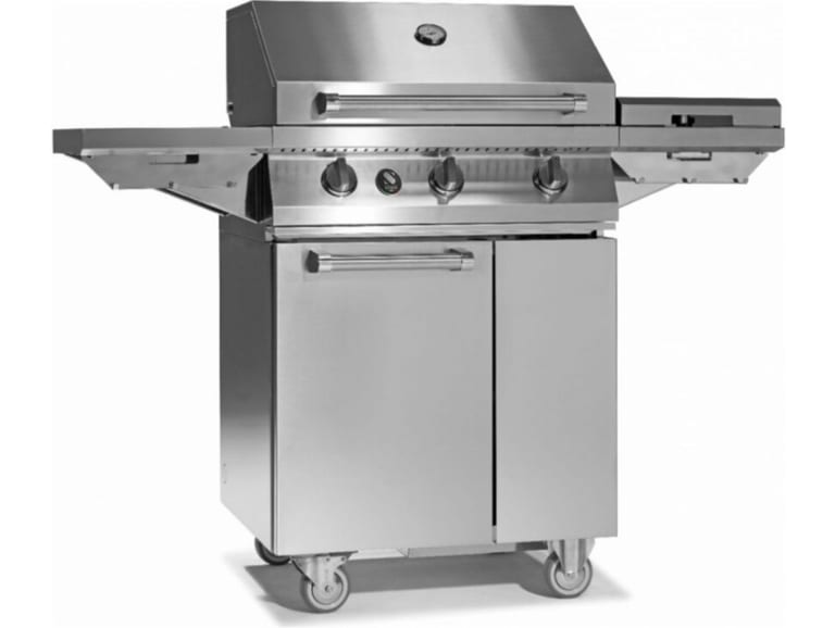 STEEL CUCINE BARBECUE 3B, barbecue mobile inox 3 brûleurs pour pool house ou terrasse.